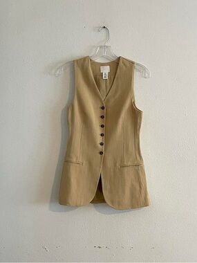 H&M Sleeveless Button Front Vest in Tan